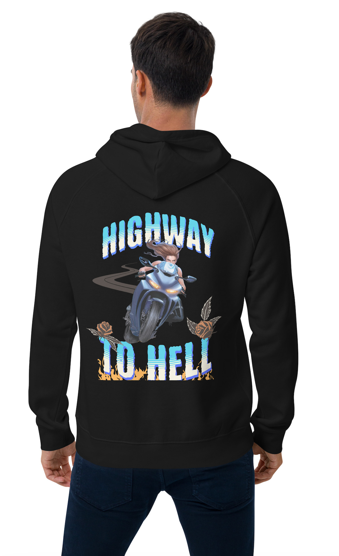 Makena "Highway to Hell" Unisex eco raglan hoodie